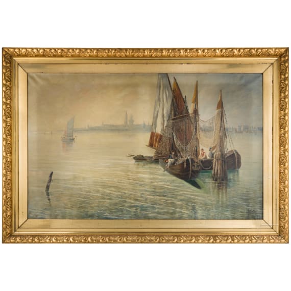 Graf von der Goltz - A Mediterranean harbour scene, dated 1906