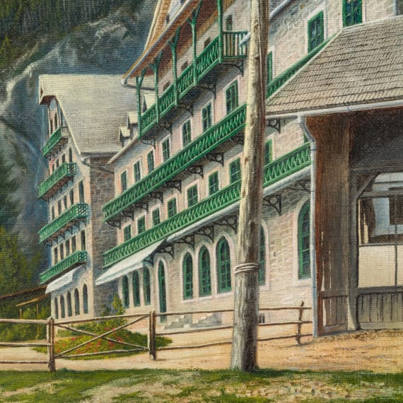 Oil on canvas, "Swiss Mountain Lake"