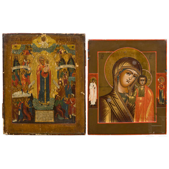 Two Russian icons with the representation of the Mother of God from Kazan, 18th/19th century