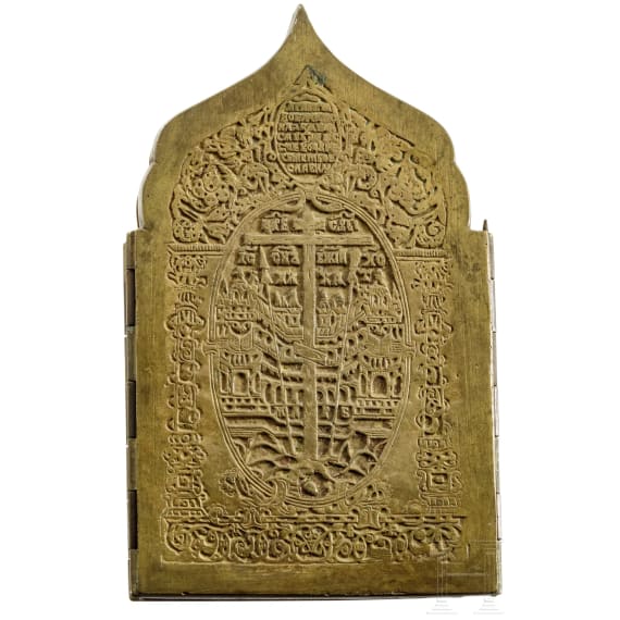 A Russian bronze travel icon, 19th century