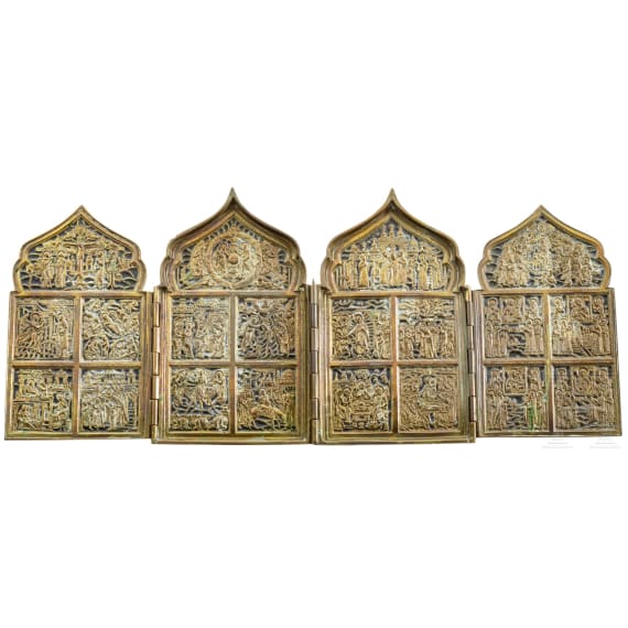 A Russian bronze travel icon, 19th century