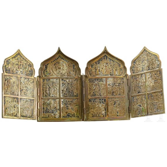 A Russian bronze travel icon, 19th century