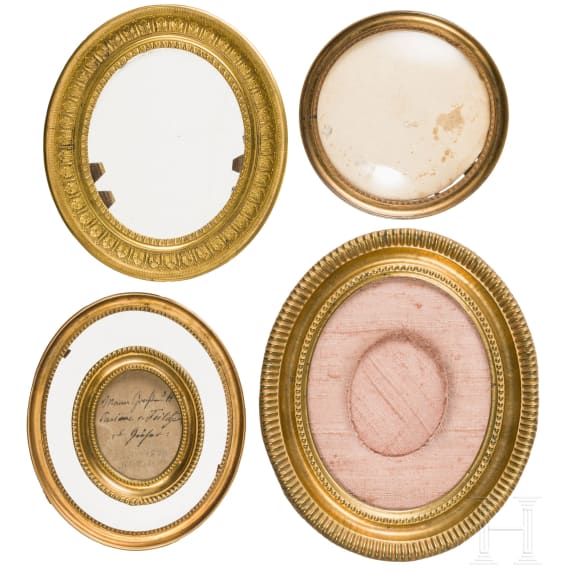 A set of five oval German neo-classical miniature frames, 19th century