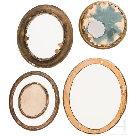 A set of five oval German neo-classical miniature frames, 19th century