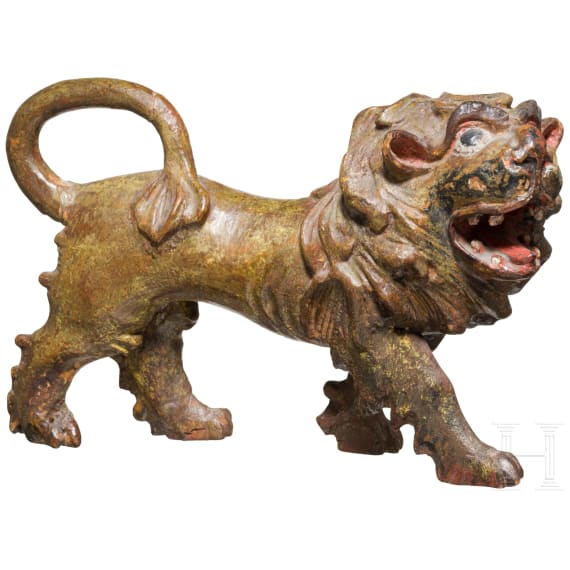 A carved Baroque lion, Val Gardena, 18th century