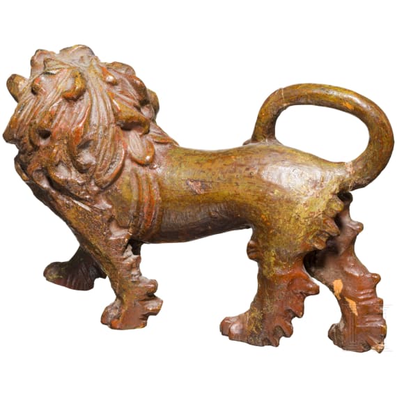 A carved Baroque lion, Val Gardena, 18th century