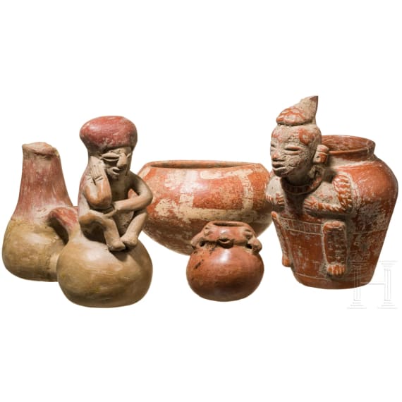 Four Central and South American ceramic vessels, circa 1st &ndash; 14th century