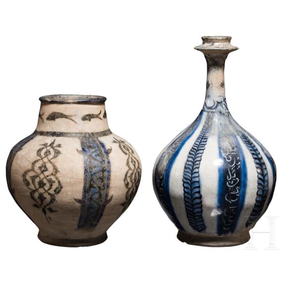 Langhalsflasche und Vase, Kashan, Iran, 10. -12. Jhdt.