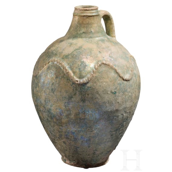 T&uuml;rkis-gr&uuml;n glasierter Vorratskrug, parthisch, 2. Jhdt. v. Chr. - 2. Jhdt. n. Chr.