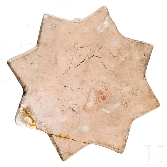 Sternfliese mit L&uuml;sterdekor und blauer Inglasurmalerei, Kashan, Iran, 12. - 13. Jhdt