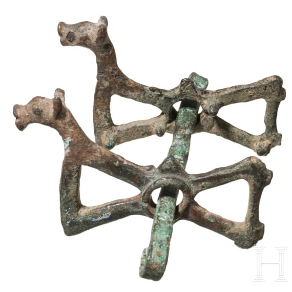 A Luristan bronze snaffle bit, 10th century B.C.