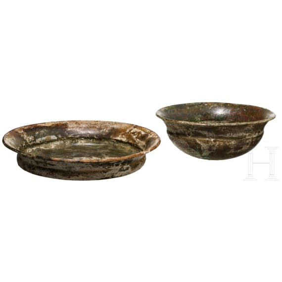 Two bronze libation bowls, Ancient Near East, 5th - 4th century BC