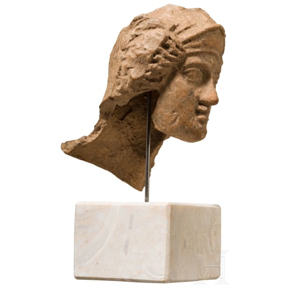 An old Italian terracotta head of Minerva, 4th century B.C.