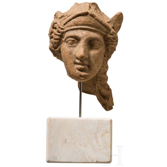 An old Italian terracotta head of Minerva, 4th century B.C.