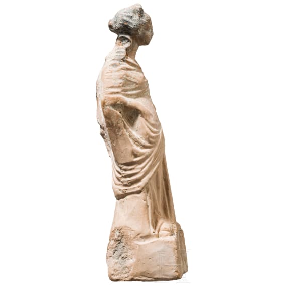 A Greek female terracotta statuette, Magna Graecia, 4th century B.C.