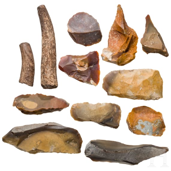 Twelve Central European Stone Age tools