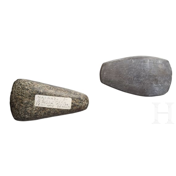 Two Western European Neolithic axeheads, circa 5000 B.C.