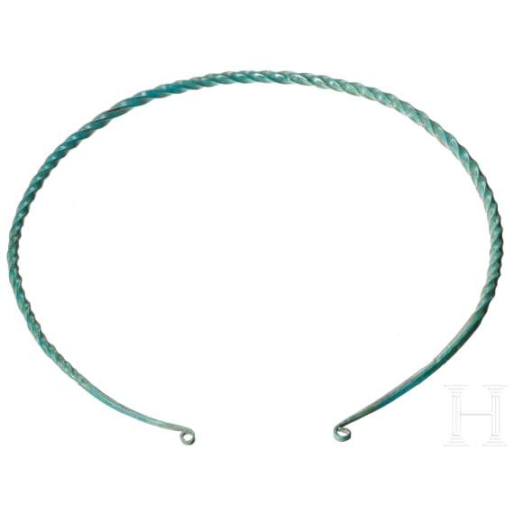 A huge southeastern European twisted Bronze Age Collar, 12th &ndash; 11th century B.C.