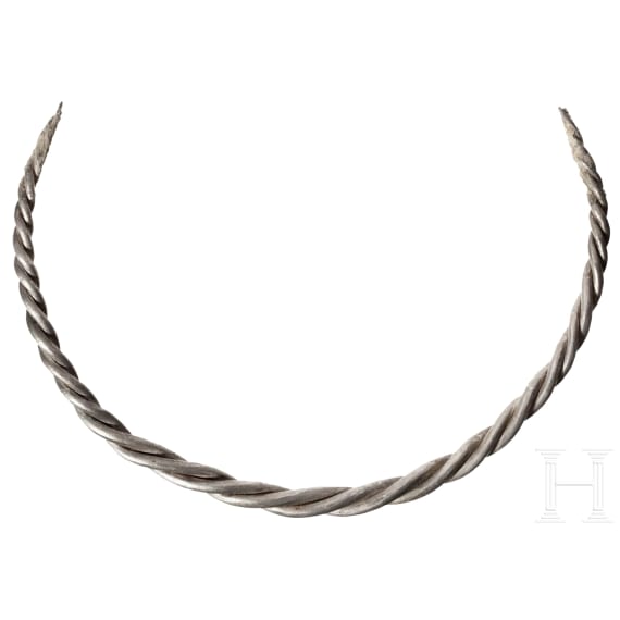 A Celtic silver torc, southeastern Europe, late La T&egrave;ne period, 3rd - 2nd century BC