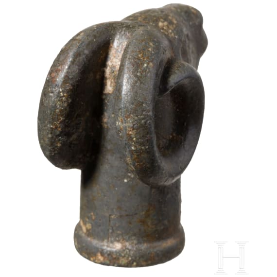 A Celtic ram's head finial, circa 4th century B.C.