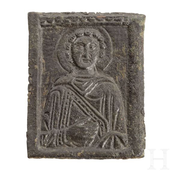 A Byzantine bronze icon, 5th - 7th century A.D.