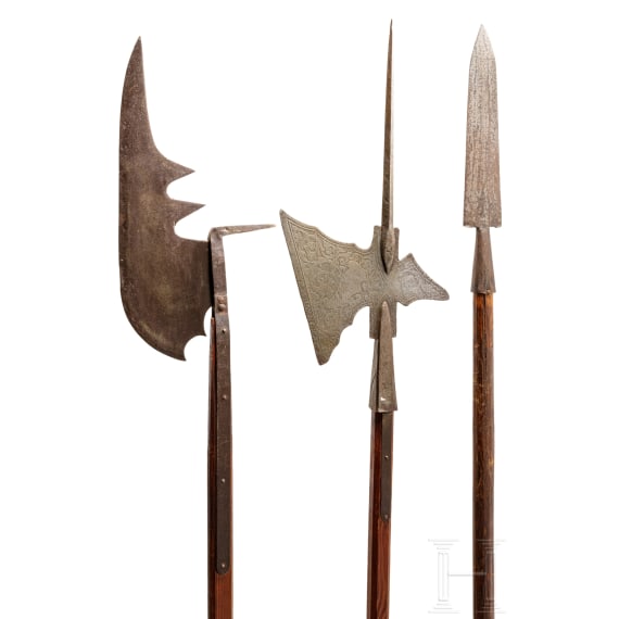 Drei Stangenwaffen, deutsch, 19./20. Jhdt.