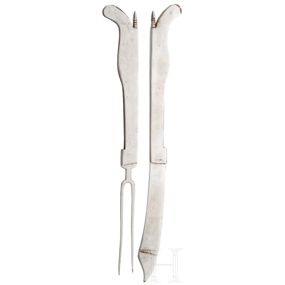 &Uuml;bergro&szlig;es Klappmesser und Gabel, Frankreich, 19. Jhdt.
