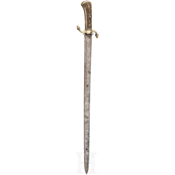 Ge&auml;tzter Hirschf&auml;nger, deutsch, Ende 19. Jhdt.