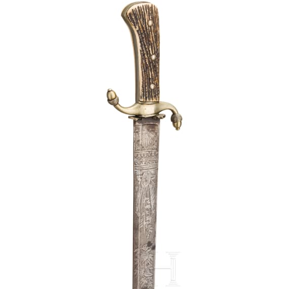 Ge&auml;tzter Hirschf&auml;nger, deutsch, Ende 19. Jhdt.