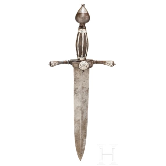 Silbermontierter Linkhanddolch, deutsch, Historismus im Stil um 1600