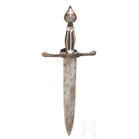 Silbermontierter Linkhanddolch, deutsch, Historismus im Stil um 1600