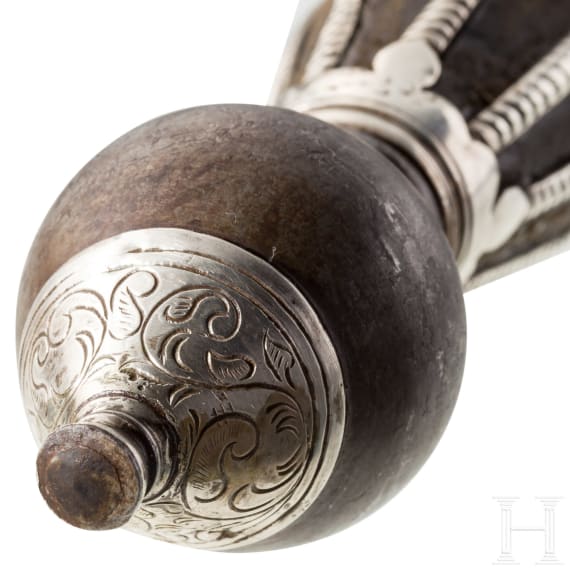 Silbermontierter Linkhanddolch, deutsch, Historismus im Stil um 1600