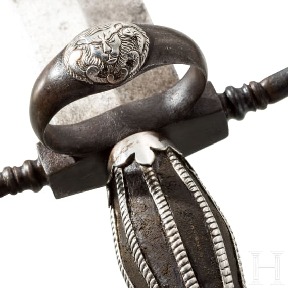 Silbermontierter Linkhanddolch, deutsch, Historismus im Stil um 1600