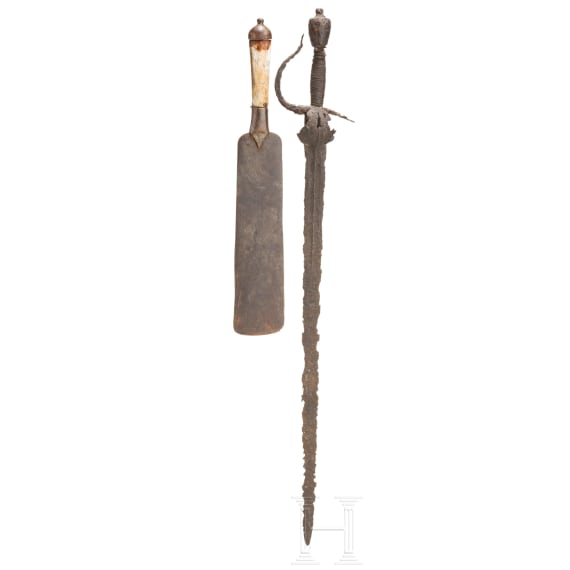 Felddegen, deutsch, um 1640 und Vorlegemesser, deutsch, um 1700