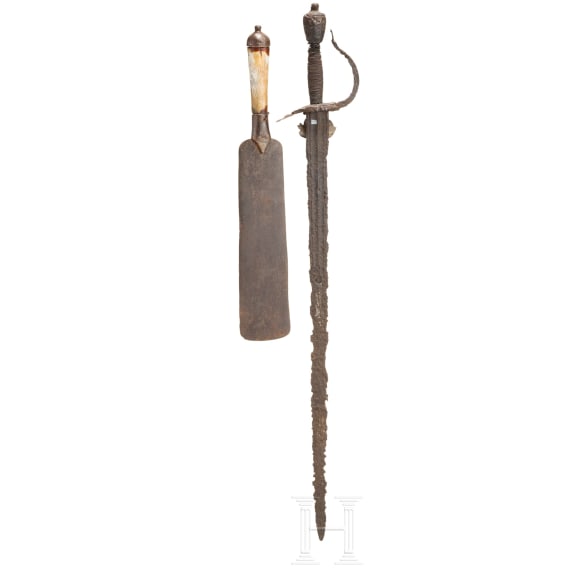 Felddegen, deutsch, um 1640 und Vorlegemesser, deutsch, um 1700