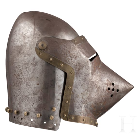 Beckenhaube mit Visier (Hundsgugel) im Stil des fr&uuml;hen 15. Jhdts.