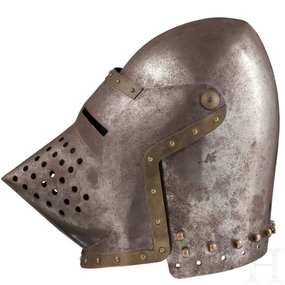 Beckenhaube mit Visier (Hundsgugel) im Stil des fr&uuml;hen 15. Jhdts.