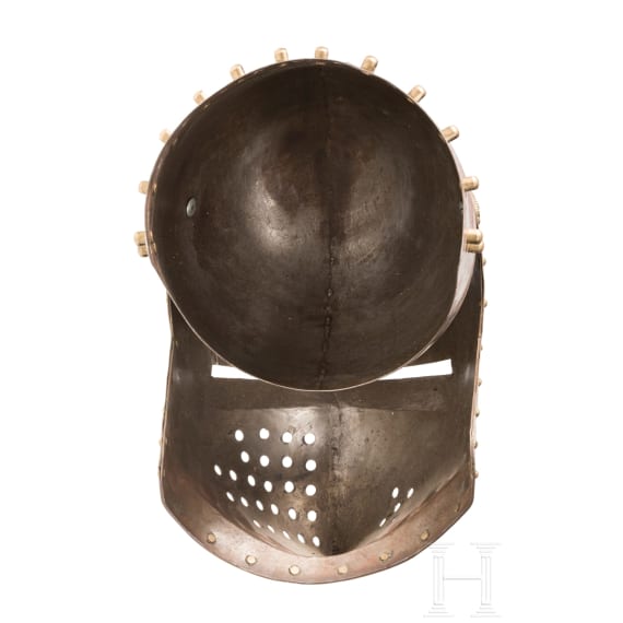 Beckenhaube mit Visier (Hundsgugel) im Stil des fr&uuml;hen 15. Jhdts.