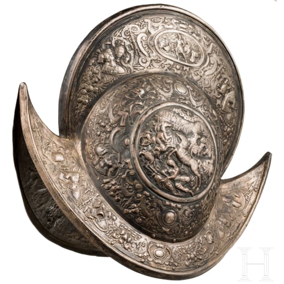 Reliefierter Prunkmorion im Stil um 1600, galvanoplatische Anfertigung, deutscher Historismus um 1860