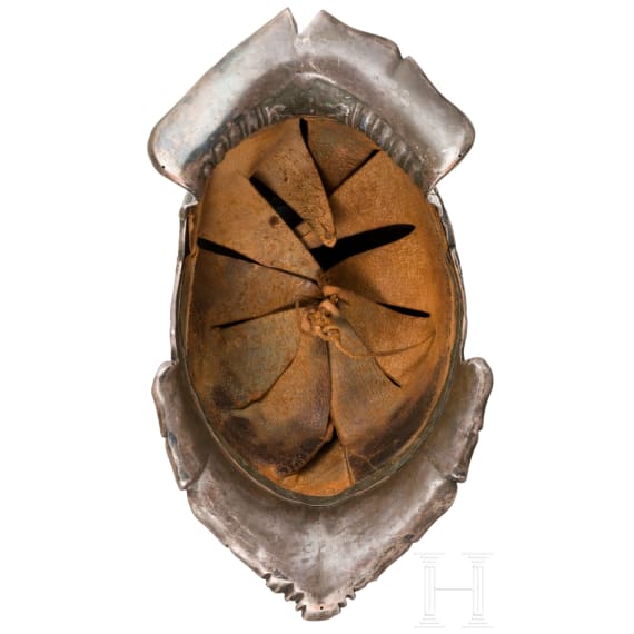 Prunk-Sturmhaube aus Kupferguss nach Vorbild der Renaissance, deutscher Historismus um 1860