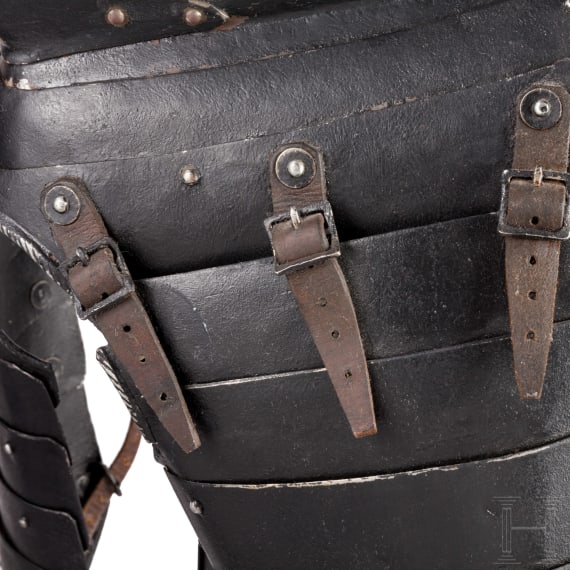 Knechtischer Harnisch, Sammleranfertigung unter Anwendung eines originalen Morions, deutsch, um 1570