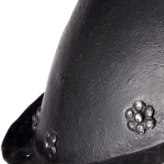 Knechtischer Harnisch, Sammleranfertigung unter Anwendung eines originalen Morions, deutsch, um 1570