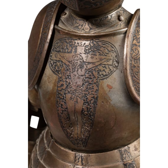 Miniatur-Harnisch mit ge&auml;tztem Dekor, deutsch, um 1900