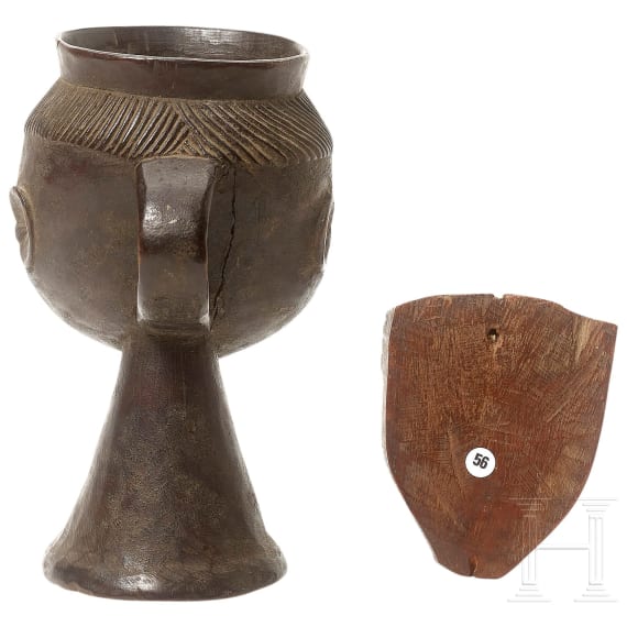 Kopftasse und Holzmaske, Pende, Kongo
