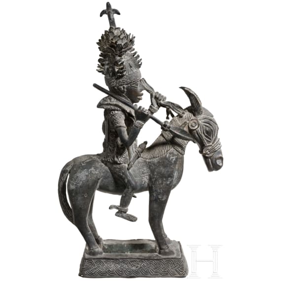 Skulptur eines Benin Reiters, wohl Westafrika, 20. Jhdt.