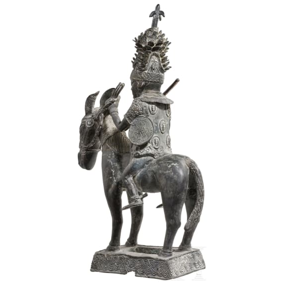 Skulptur eines Benin Reiters, wohl Westafrika, 20. Jhdt.