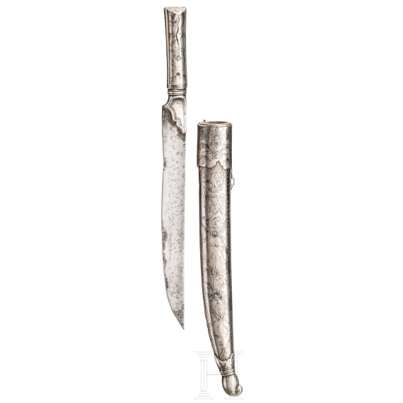 Silbermontierter und niellierter Dolch, osmanisch/kaukasisch, 19. Jhdt.