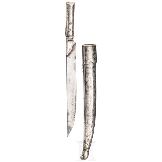 Silbermontierter und niellierter Dolch, osmanisch/kaukasisch, 19. Jhdt.