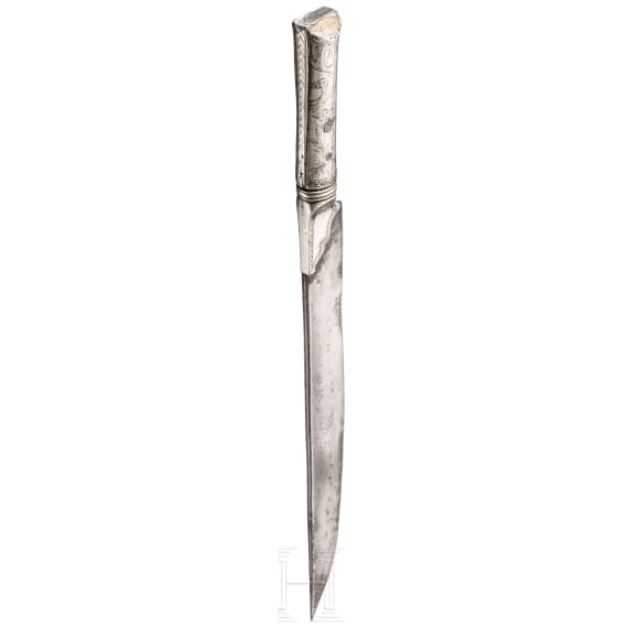 Silbermontierter und niellierter Dolch, osmanisch/kaukasisch, 19. Jhdt.