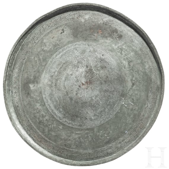 Gro&szlig;es, graviertes Kupfertablett, osmanisch, 19. Jhdt.